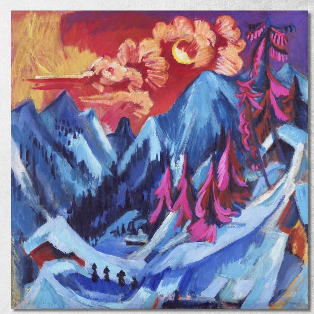 Paesaggio Invernale Al Chiaro Di Luna 1919 Ernst Ludwig Kirchner elk158 quadro stampato su tela Paesaggio Invernale Al Chiaro Di Luna 1919 Ernst Ludwig Kirchner elk158 quadro stampato su tela