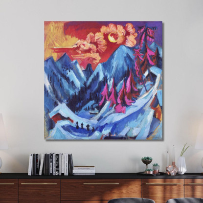 Paesaggio Invernale Al Chiaro Di Luna 1919 Ernst Ludwig Kirchner elk158 quadro stampato su tela