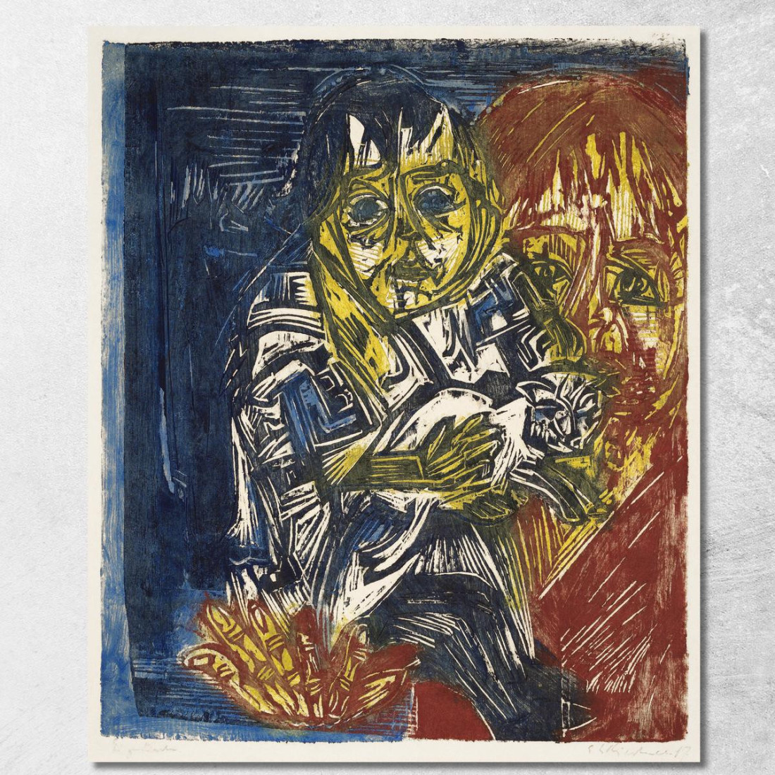 Donna Con Bambino E Gatto Ernst Ludwig Kirchner elk162 quadro stampato su tela Donna Con Bambino E Gatto Ernst Ludwig Kirchner elk162 quadro stampato su tela
