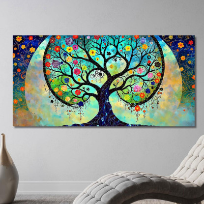 Quadro Albero Della Vita Fiori E Luna Piena avt2 quadro stampato su tela