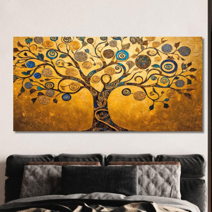 Quadro Albero Della Vita Oro E Spirali Blu avt4 quadro stampato su tela