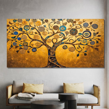 Quadro Albero Della Vita Oro E Spirali Blu avt4 quadro stampato su tela