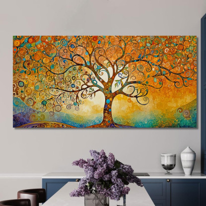 Quadro Albero Della Vita Tramonto Con Motivi Astratti avt10 quadro stampato su tela