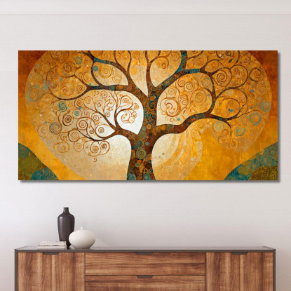 Quadro Albero Della Vita Spirali Oro avt12 quadro stampato su tela