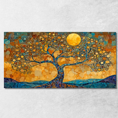 Quadro Albero Della Vita Luna Piena E Mosaico avt16 quadro stampato su tela