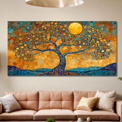 Quadro Albero Della Vita Luna Piena E Mosaico avt16 quadro stampato su tela