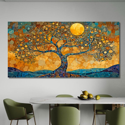 Quadro Albero Della Vita Luna Piena E Mosaico avt16 quadro stampato su tela