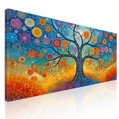 Quadro Albero Della Vita Fiori Colorati Astratti avt18 quadro stampato su tela