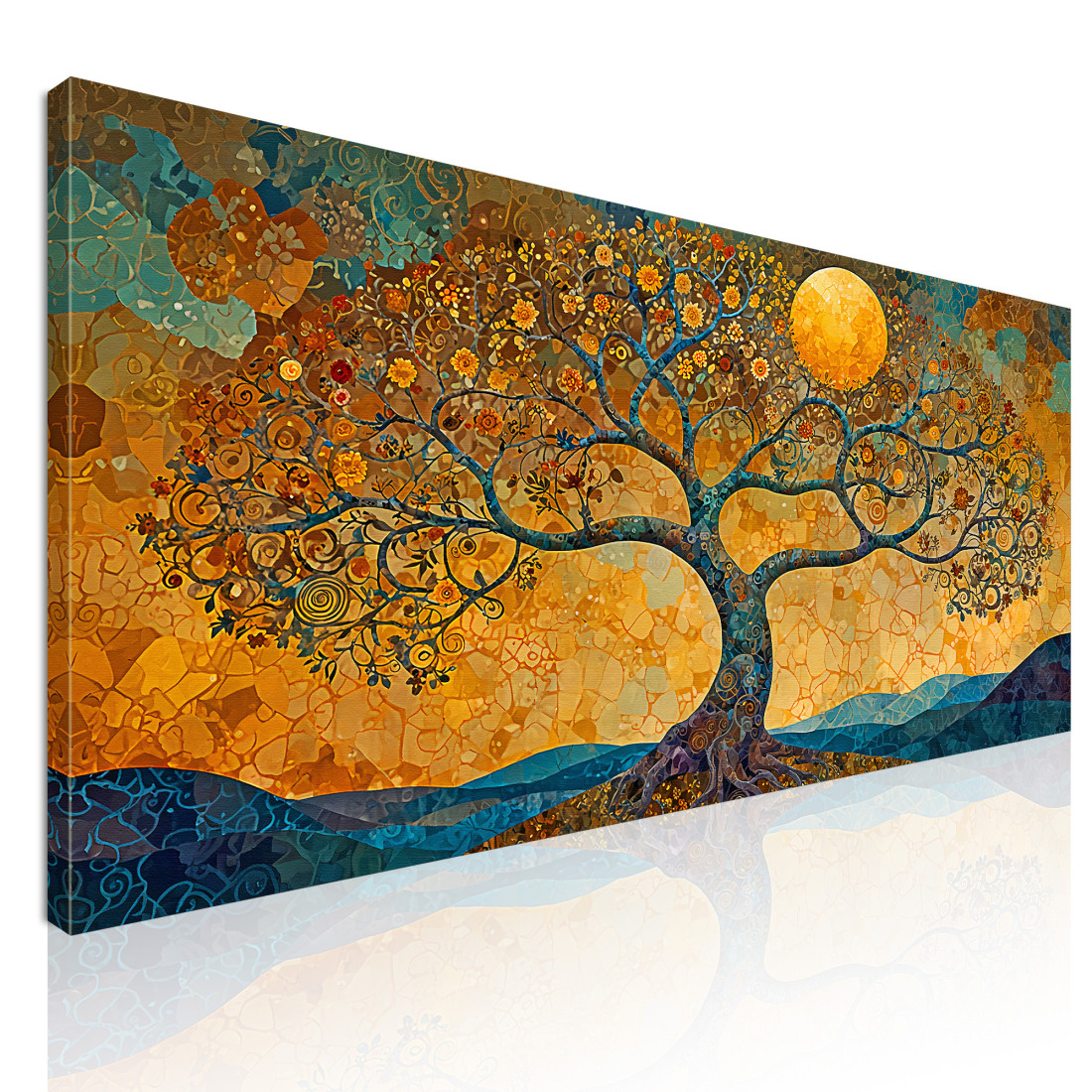 Quadro Albero Della Vita Montagna E Luna Gialla avt19 quadro stampato su tela Quadro Albero Della Vita Montagna E Luna Gialla avt19 quadro stampato su tela