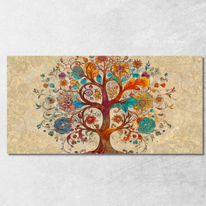 Quadro Albero Della Vita Fiori Vivaci Colorati avt21 quadro stampato su tela