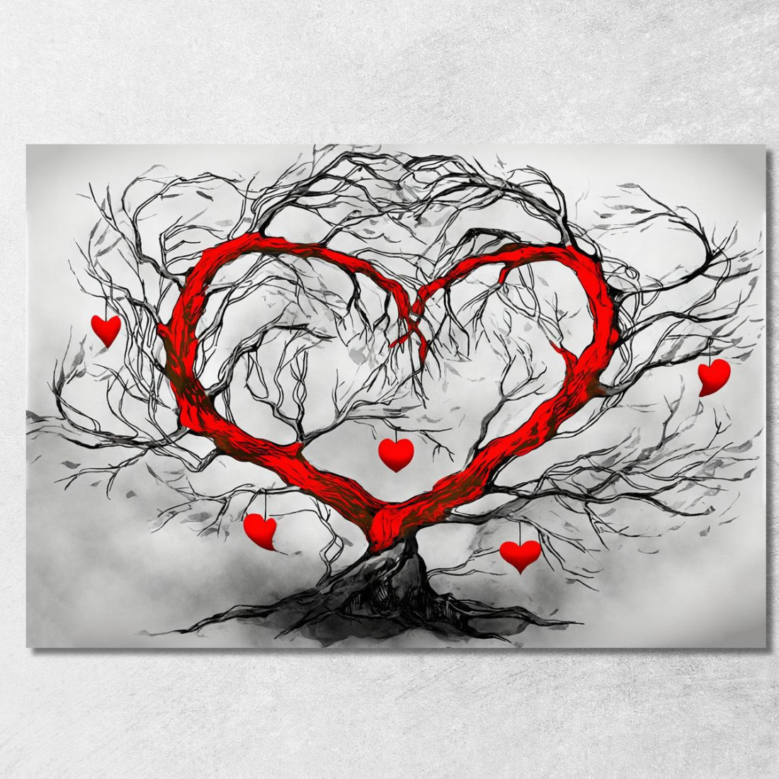Quadro Albero Cuore Rosso Design Romantico abs1 quadro stampato su tela Quadro Albero Cuore Rosso Design Romantico abs1 quadro stampato su tela