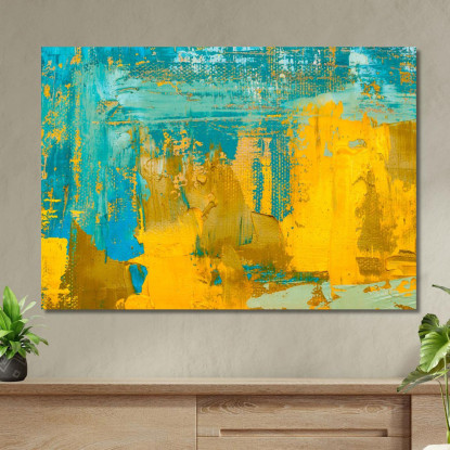 Quadro Astratto Colori Vivaci Blu E Giallo abs13 quadro stampato su tela