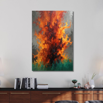 Quadro Astratto Con Fiamme Rosse E Arancioni abs15 quadro stampato su tela