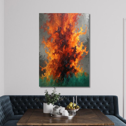 Quadro Astratto Con Fiamme Rosse E Arancioni abs15 quadro stampato su tela