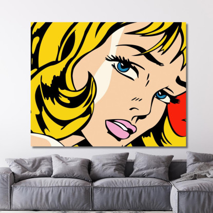 Quadro Astratto Ragazza Con Occhi Azzurri Pop Art abs42 quadro stampato su tela