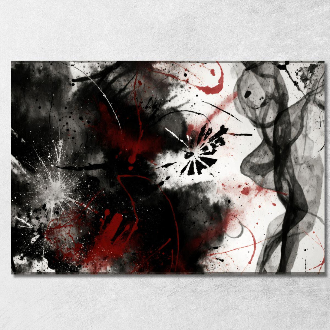 Quadro Astratto Grunge Con Schizzi Neri E Rossi Su Sfondo Bianco abs43 quadro stampato su tela Quadro Astratto Grunge Con Schizzi Neri E Rossi Su Sfondo Bianco abs43 quadro stampato su tela