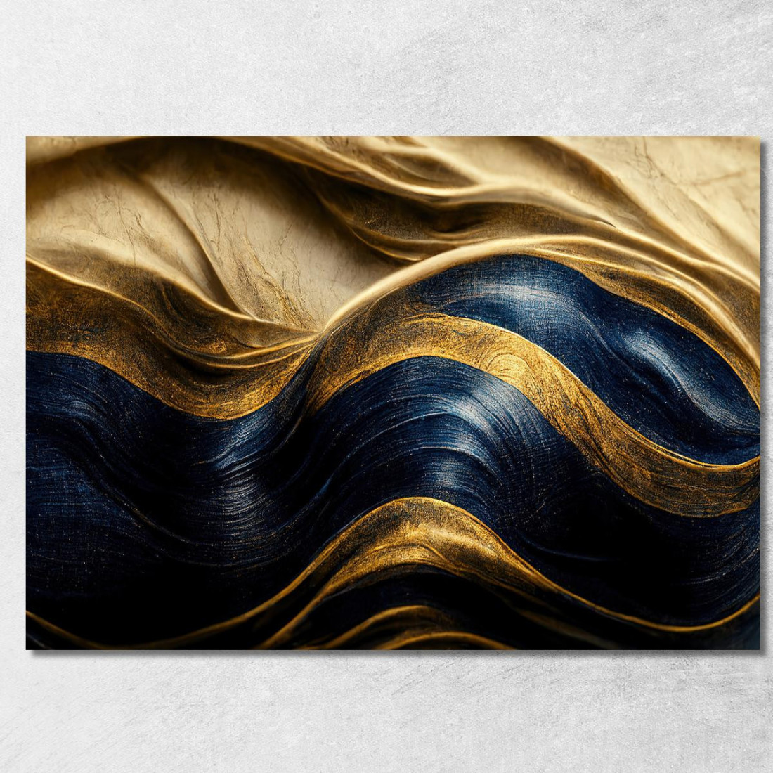 Quadro Astratto In Oro E Blu Con Texture Ondulate abs46 quadro stampato su tela Quadro Astratto In Oro E Blu Con Texture Ondulate abs46 quadro stampato su tela