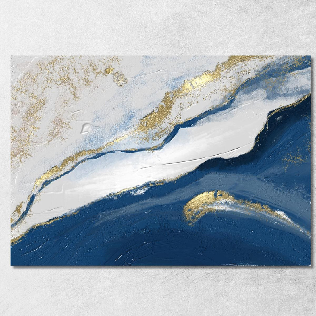 Quadro Astratto Onde Blu Oro Design Raffinato abs63 quadro stampato su tela Quadro Astratto Onde Blu Oro Design Raffinato abs63 quadro stampato su tela