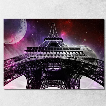 Quadro Astratto Torre Eiffel Galattico abs73 quadro stampato su tela