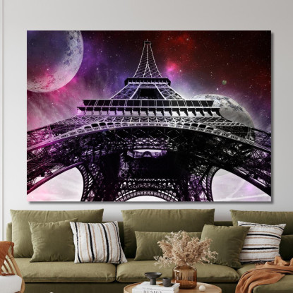 Quadro Astratto Torre Eiffel Galattico abs73 quadro stampato su tela