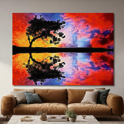 Quadro Astratto Tramonto Sull'Acqua abs74 quadro stampato su tela