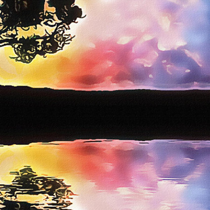 Quadro Astratto Tramonto Sull'Acqua abs74 quadro stampato su tela