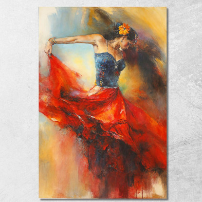 Quadro Danzatrice Gitana Abito Rosso E Blu Colori Caldi abs77 quadro stampato su tela