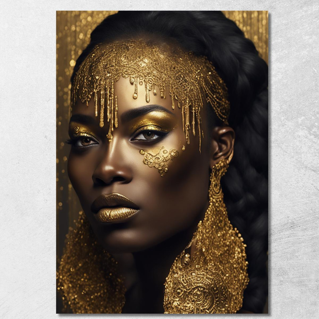 Quadro Donna Africana Con Dettagli Dorati Ritratto Elegante E Raffinato afr7 quadro stampato su tela Quadro Donna Africana Con Dettagli Dorati Ritratto Elegante E Raffinato afr7 quadro stampato su tela