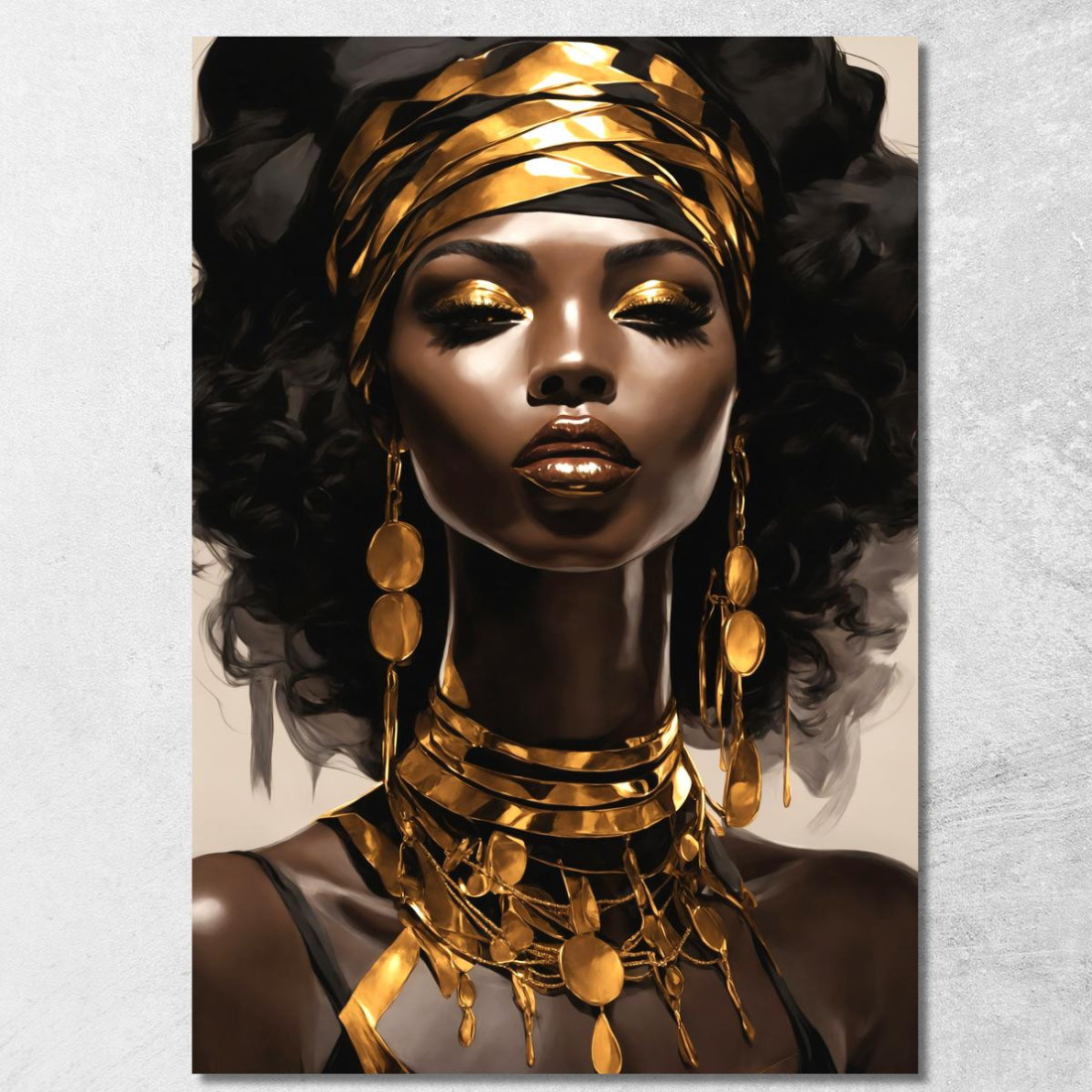 Quadro Donna Africana Con Gioielli Dorati Eleganza Etnica afr9 quadro stampato su tela Quadro Donna Africana Con Gioielli Dorati Eleganza Etnica afr9 quadro stampato su tela