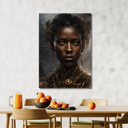 Quadro Donna Africana Con Ornamenti Dorati Mistero E Lusso afr11 quadro stampato su tela