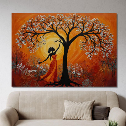 Quadro Donna Africana E Albero In Fiore Armonia E Natura afr13 quadro stampato su tela