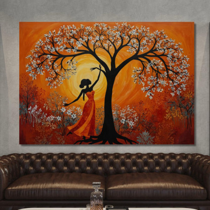 Quadro Donna Africana E Albero In Fiore Armonia E Natura afr13 quadro stampato su tela