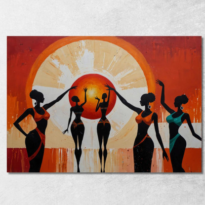 Quadro Etnico Donne Africane Celebrazione Al Tramonto afr19 quadro stampato su tela