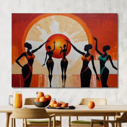 Quadro Etnico Donne Africane Celebrazione Al Tramonto afr19 quadro stampato su tela