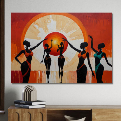 Quadro Etnico Donne Africane Celebrazione Al Tramonto afr19 quadro stampato su tela