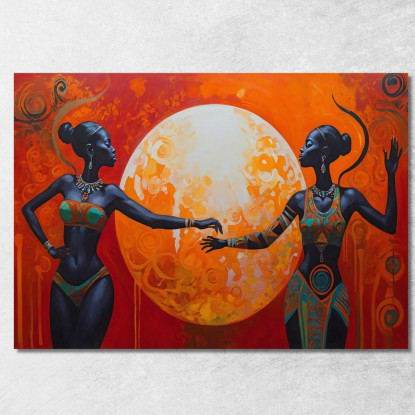 Quadro Etnico Donne Africane Danza Sotto Il Sole Rosso afr20 quadro stampato su tela