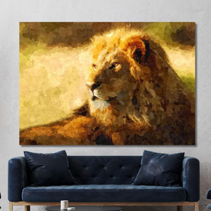 Quadro Leone Africano Su Tela Potenza E Regalità Nella Savana afr22 quadro stampato su tela
