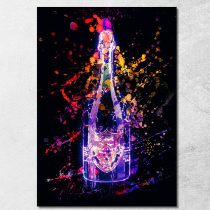 Quadro Moderno Champagne Astratto Dom Perignon Schizzi Fluo chm1 quadro stampato su tela