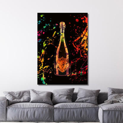 Quadro Moderno Champagne Astratto Moet Et Chandon Sfumature Arancioni Verdi chm2 quadro stampato su tela