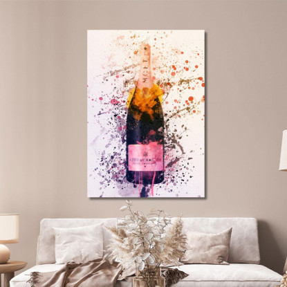 Quadro Moderno Champagne Astratto Moet Et Chandon Schizzi Viola Dorato chm7 quadro stampato su tela