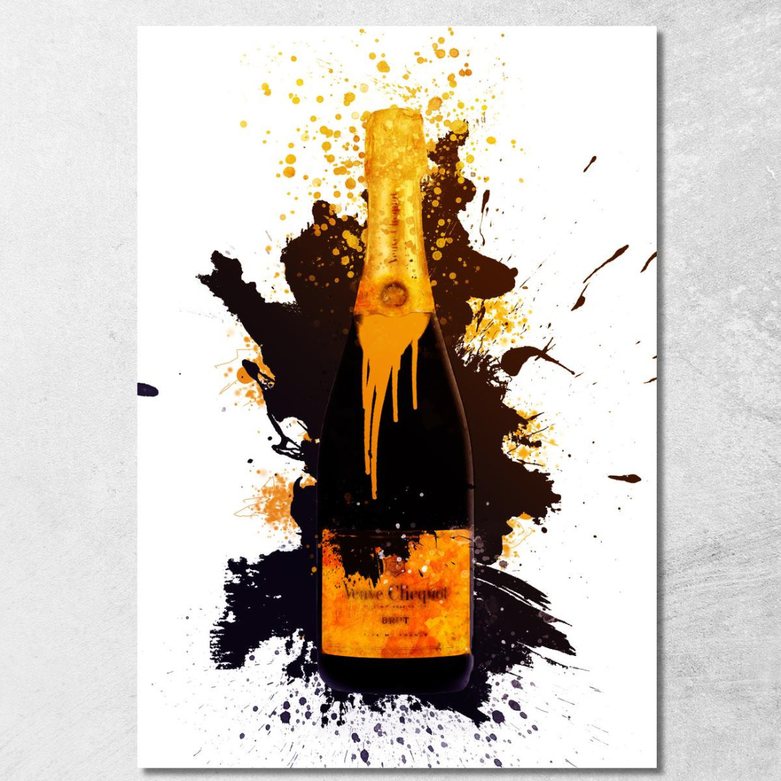Quadro Moderno Champagne Astratto Veuve Clicquot Colato Nero chm9 quadro stampato su tela Quadro Moderno Champagne Astratto Veuve Clicquot Colato Nero chm9 quadro stampato su tela