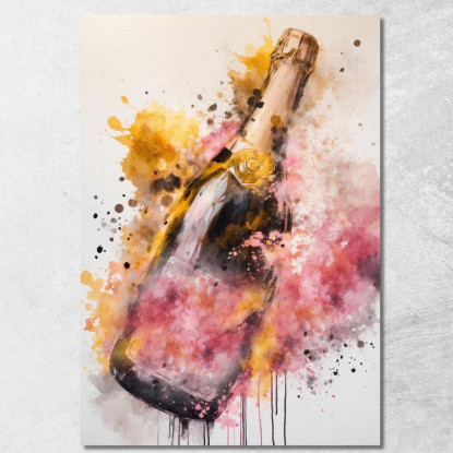 Quadro Moderno Champagne Astratto Giallo E Rosa Eleganza Esplosiva chm10 quadro stampato su tela