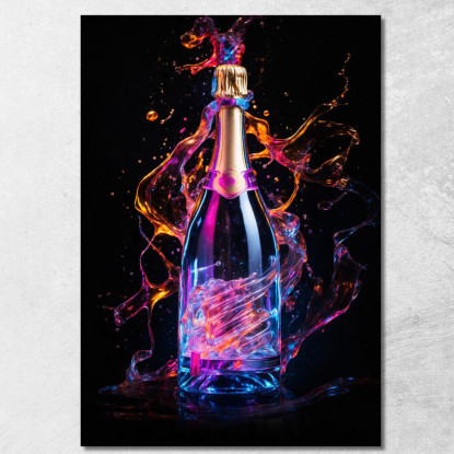 Quadro Moderno Champagne Blu E Rosa Neon Spirito Festoso chm13 quadro stampato su tela