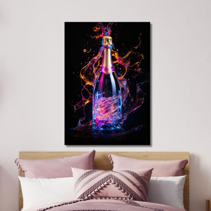 Quadro Moderno Champagne Blu E Rosa Neon Spirito Festoso chm13 quadro stampato su tela