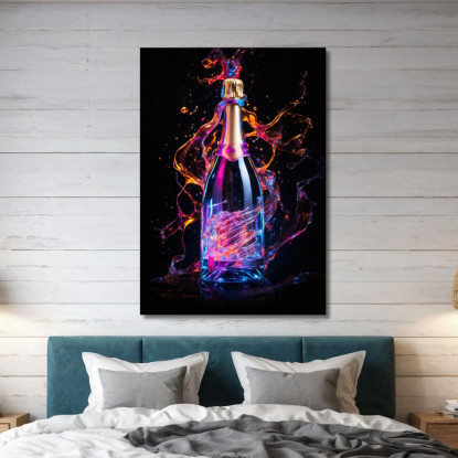 Quadro Moderno Champagne Blu E Rosa Neon Spirito Festoso chm13 quadro stampato su tela