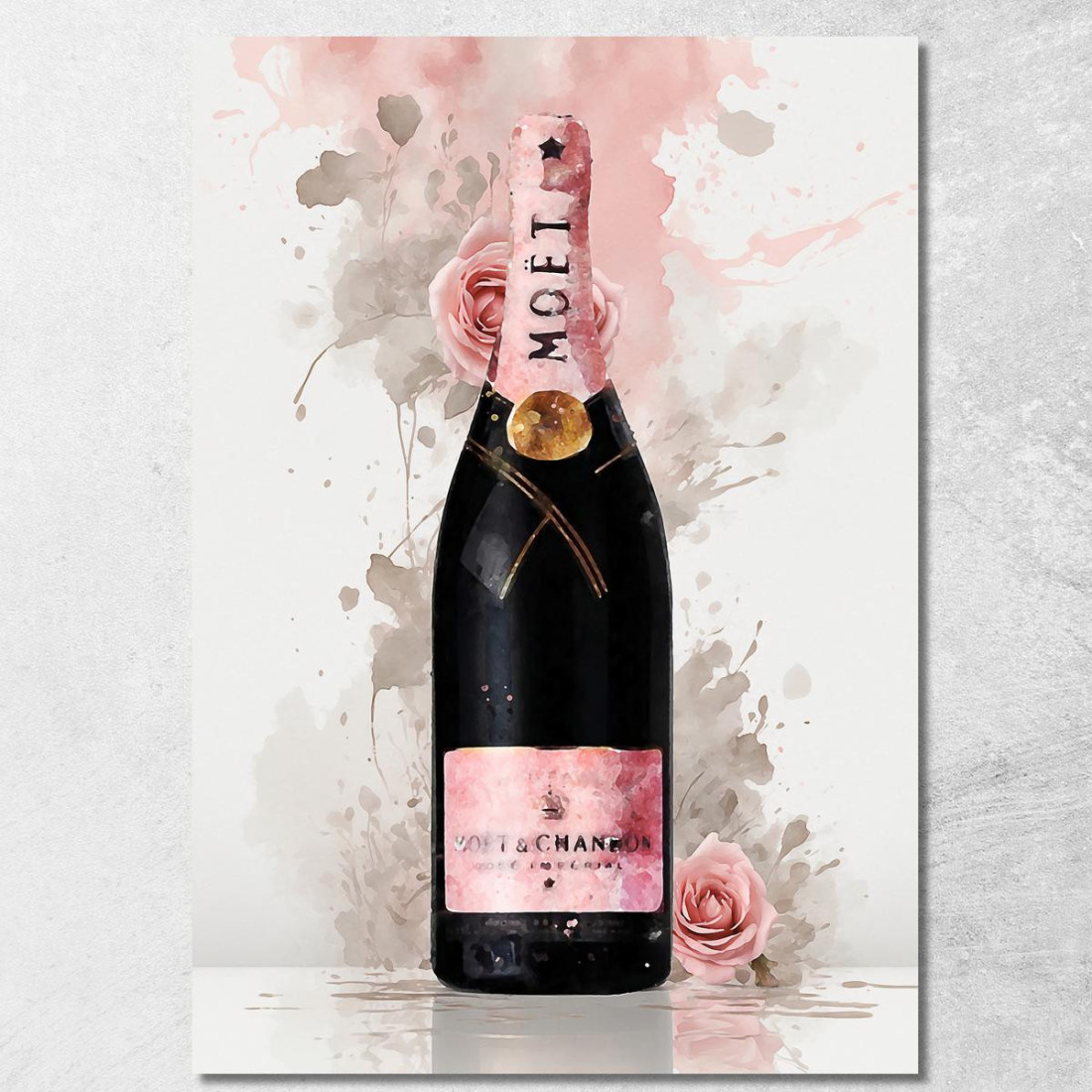 Quadro Moderno Champagne Rosa E Fiori Raffinata Delicatezza chm16 quadro stampato su tela Quadro Moderno Champagne Rosa E Fiori Raffinata Delicatezza chm16 quadro stampato su tela