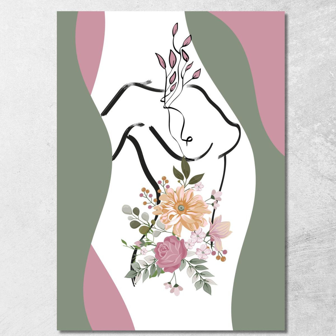 Quadro Astratto Solhouette Donna Fiori Romantici Fashion fsn3 quadro stampato su tela Quadro Astratto Solhouette Donna Fiori Romantici Fashion fsn3 quadro stampato su tela