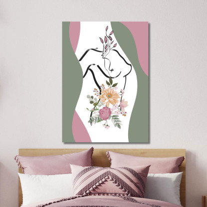 Quadro Astratto Solhouette Donna Fiori Romantici Fashion fsn3 quadro stampato su tela