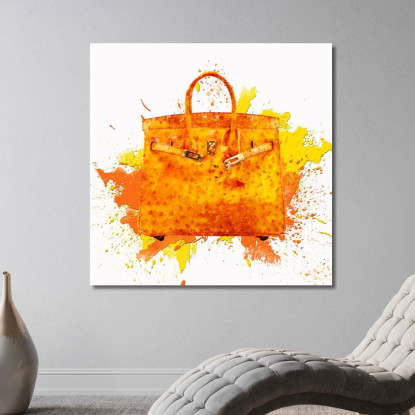 Quadro Borsa Arancione Stile Arte Moderna Fashion fsn5 quadro stampato su tela