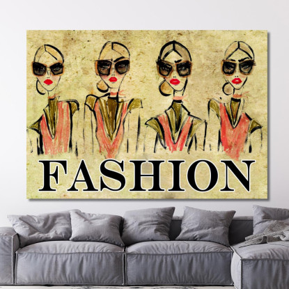 Quadro Bozzetti Moda Fashion Illustrato Con Donne E Occhiali Da Sole Fashion fsn11 quadro stampato su tela